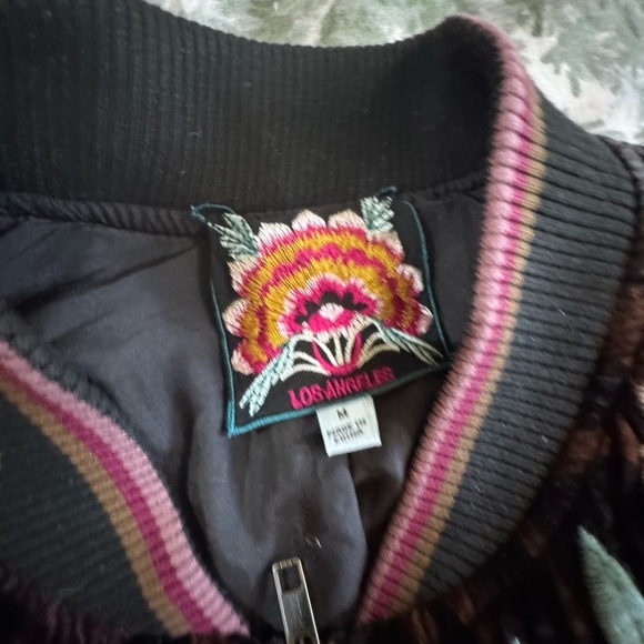 Johnny Was Black Bomber Jacket with Floral Embroidery - Picture 8 of 16